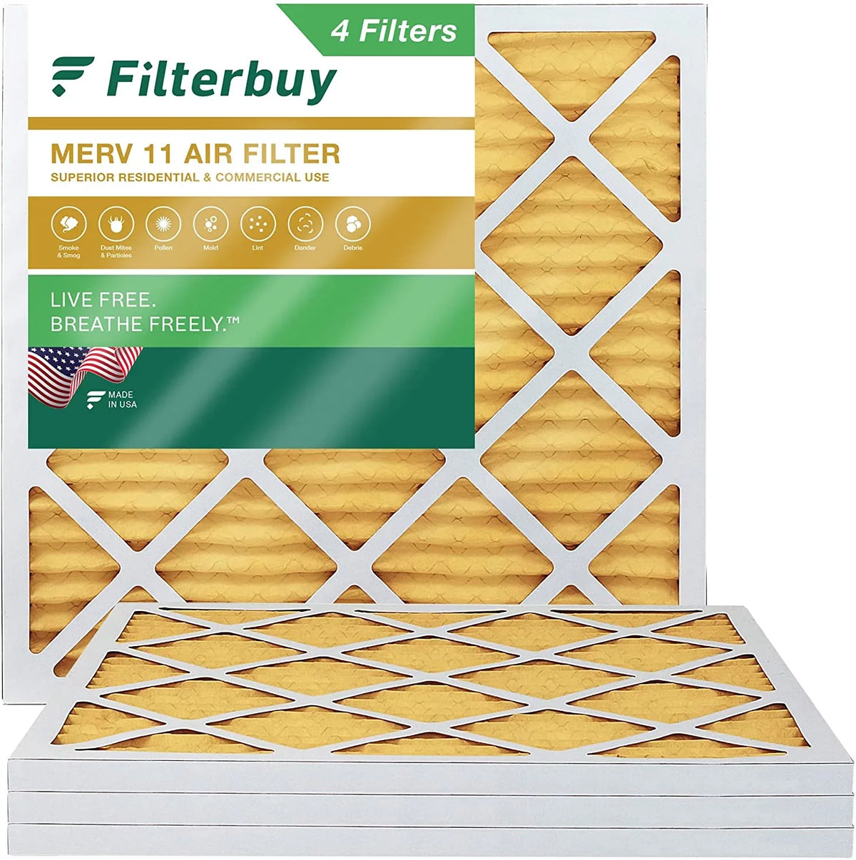 Filterbuy 24x24x1  11 Pleated   Furnace Air Filters (4-Pack)