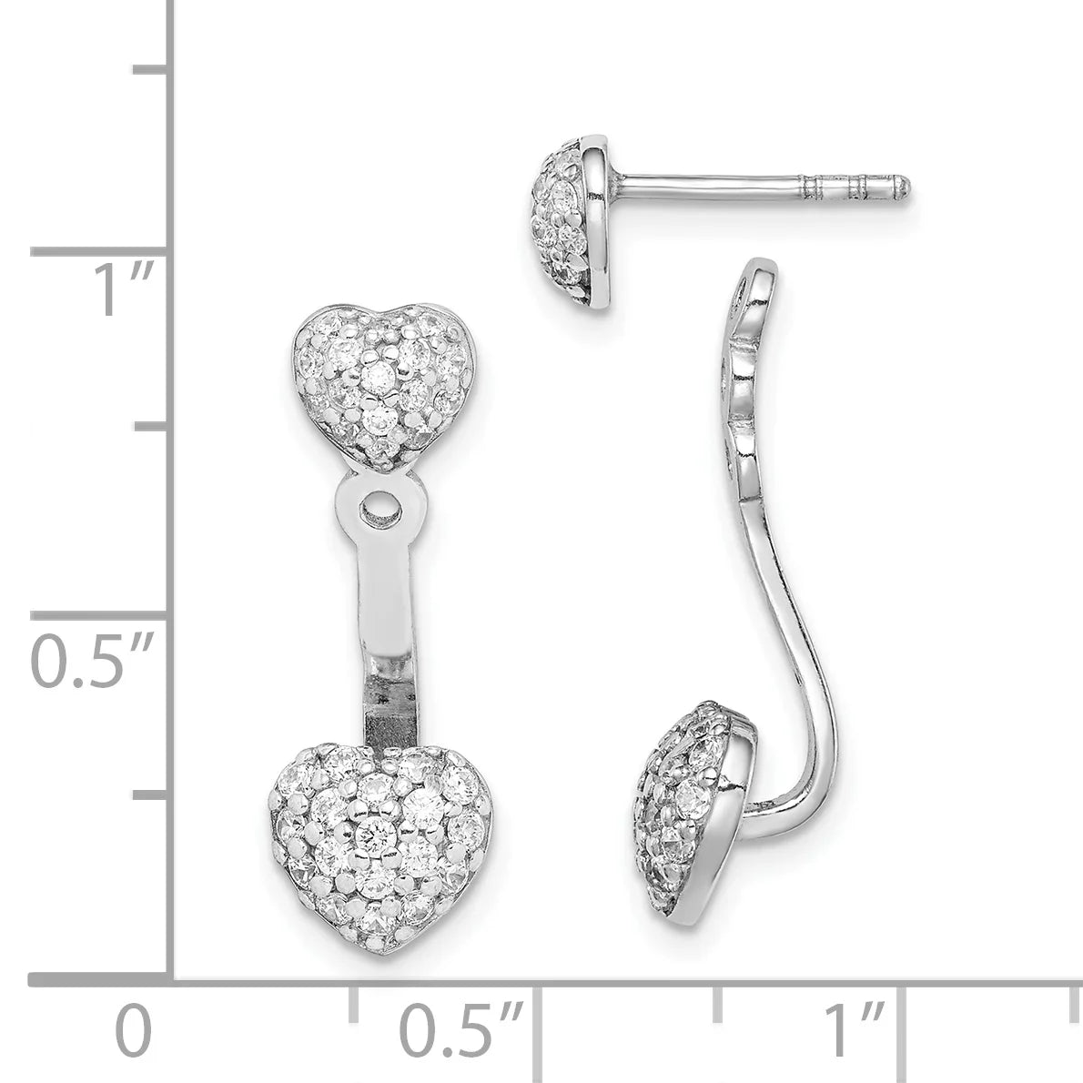 Primal Silver Sterling Silver Rhodium-plated  Heart Post Earrings with Jacket