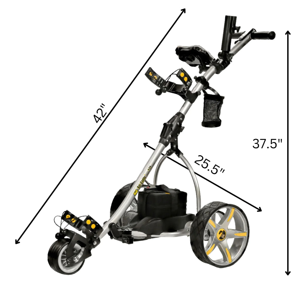 X3R Sealed Lead 18-Hole Battery Powered Golf Push Cart with Remote, Dual Motor, 9-Speeds and Reverse, Cruise Control, Anti-Tip Wheel, and Downhill Control, Titanium Silver