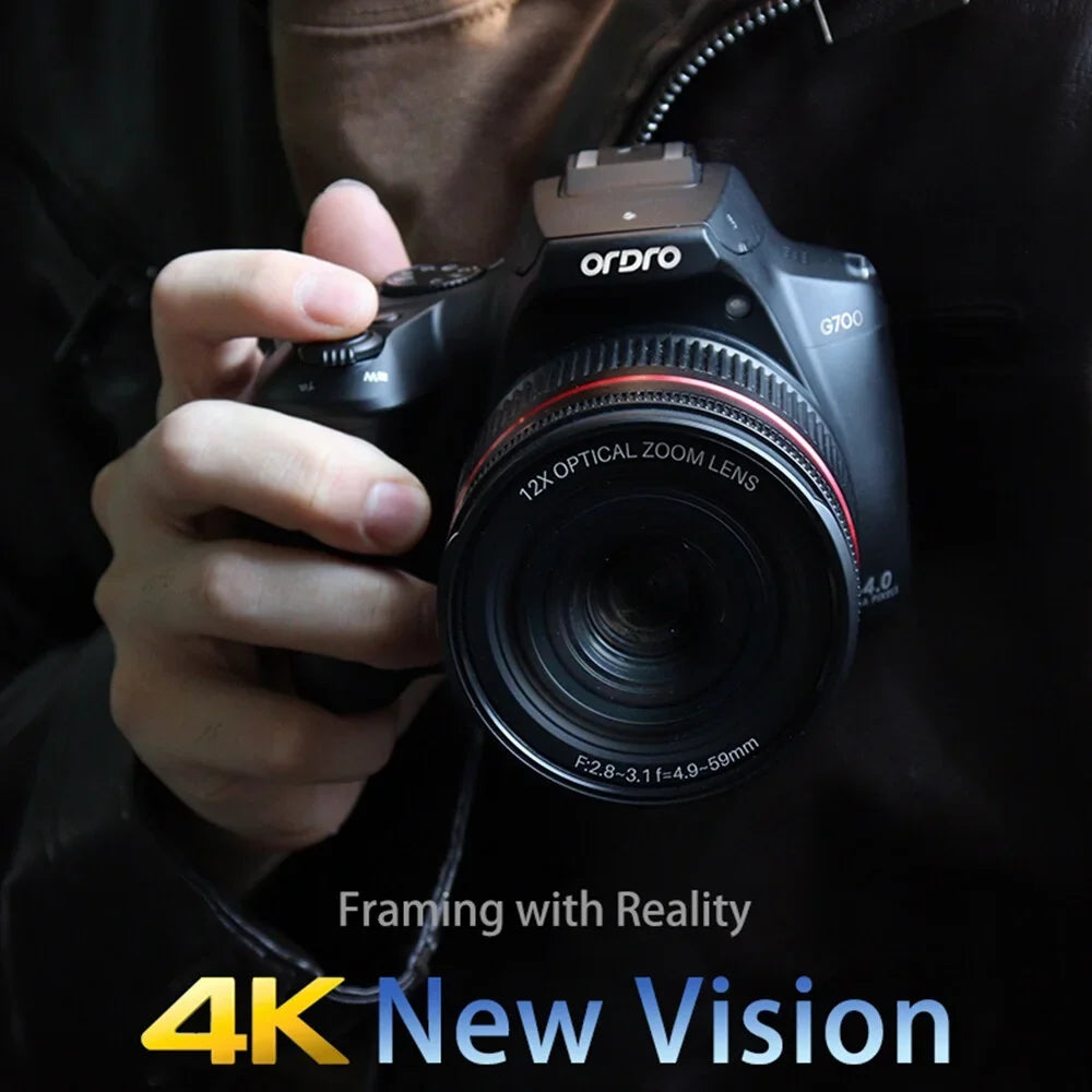 G700 4K Digital Camera WiFi Digital Video Camera Camcorder 64MP 3.0 Inch  Screen 12X Optical Zoom Auto/Manual Focus Built-in Flash Battery Electronic Stabilization with Strap for Vlogging