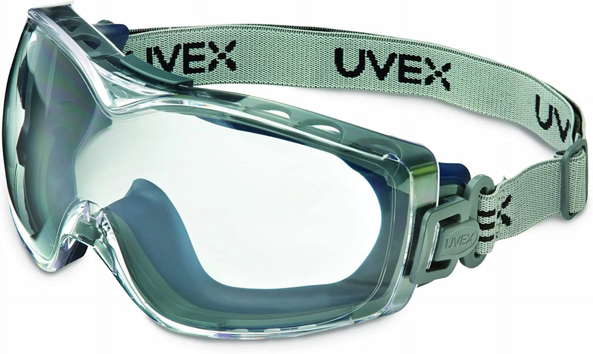 North Safety 763-S3970HSF Clear Lens Uvex Stealth  Safety Goggle, Navy Frame