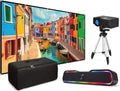 iLive Popup Theater Kit Bundle 2023 With  Cord: 1080p  Mini Projector, 120" Screen, Bluetooth Soundbar, 42" Tripod - Perfect for Home Cinema, Gaming & Outdoor Movies