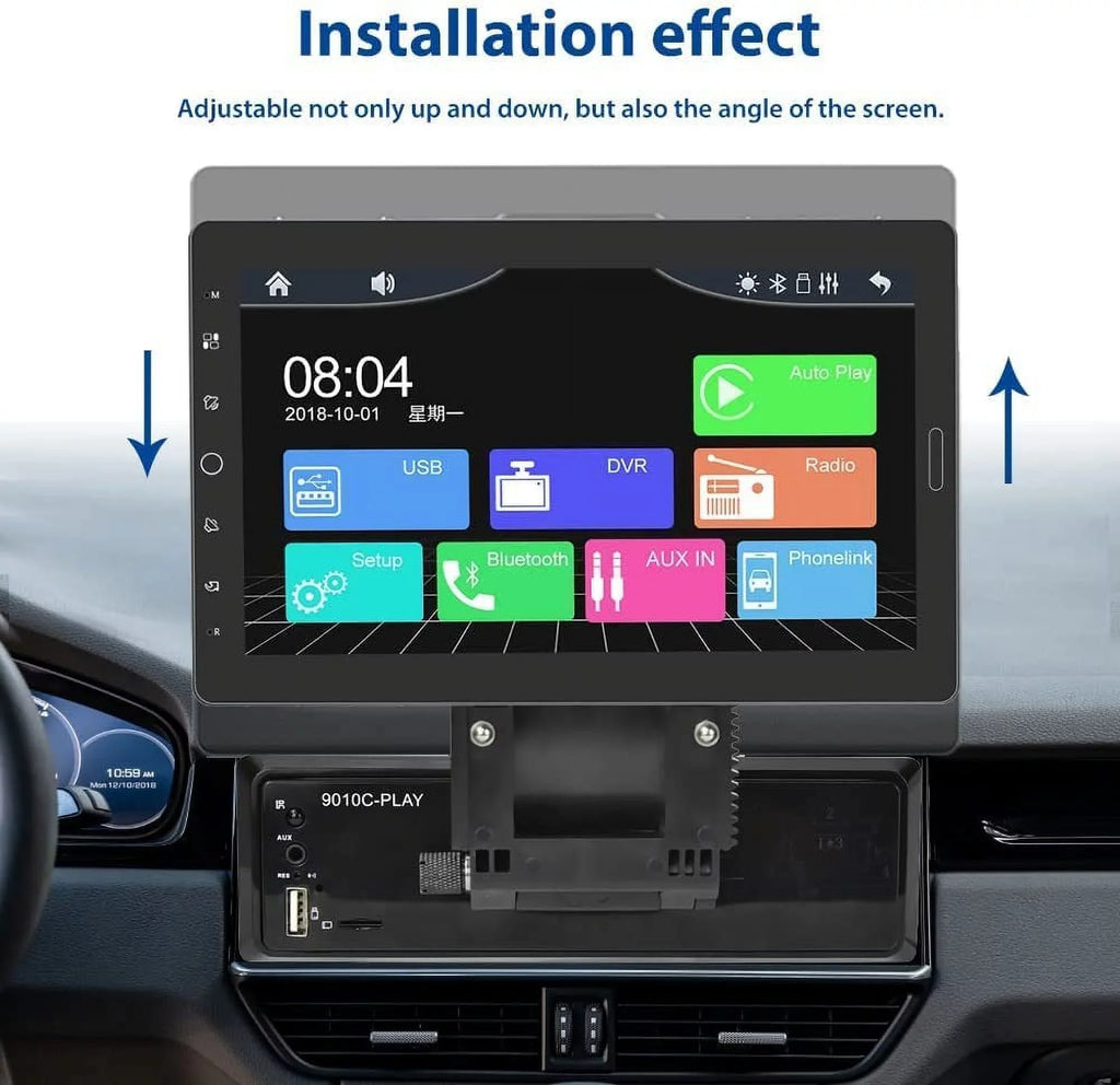Podofo Single 1 Din 10.1'' Car Stereo Radio Apple Carplay Android Auto  Touch Screen 10 inch Car MP5 Player Bluetooth Mirror Link   Card ,with Rearview Camera