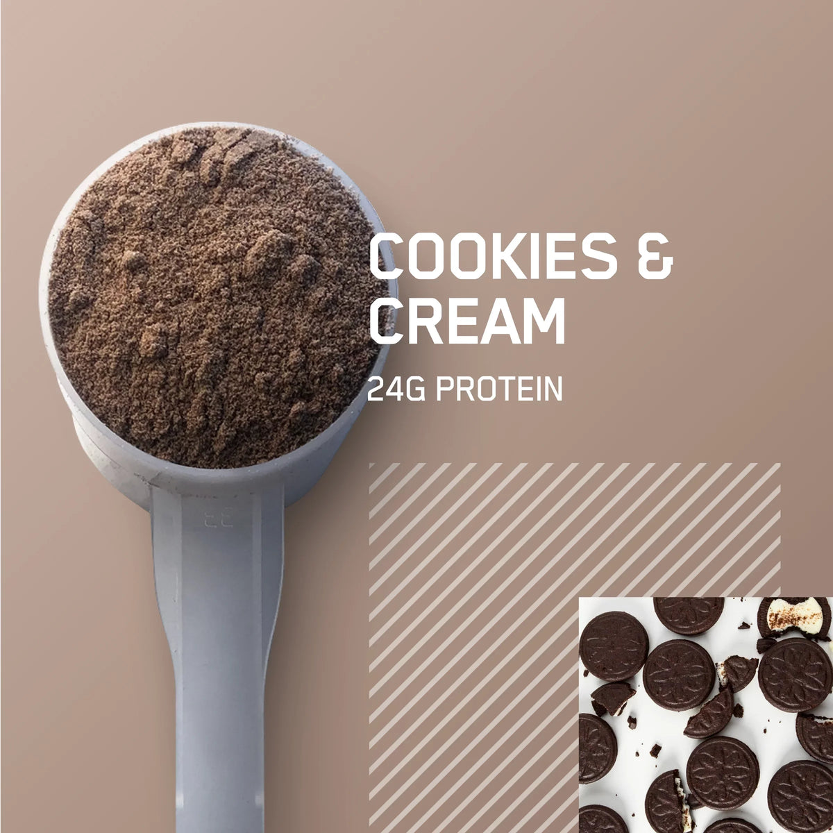 Optimum Nutrition, Gold Standard 100% Whey Protein Powder, 24 g Protein, Cookies & Cream, 1.85 lb, 27 Servings