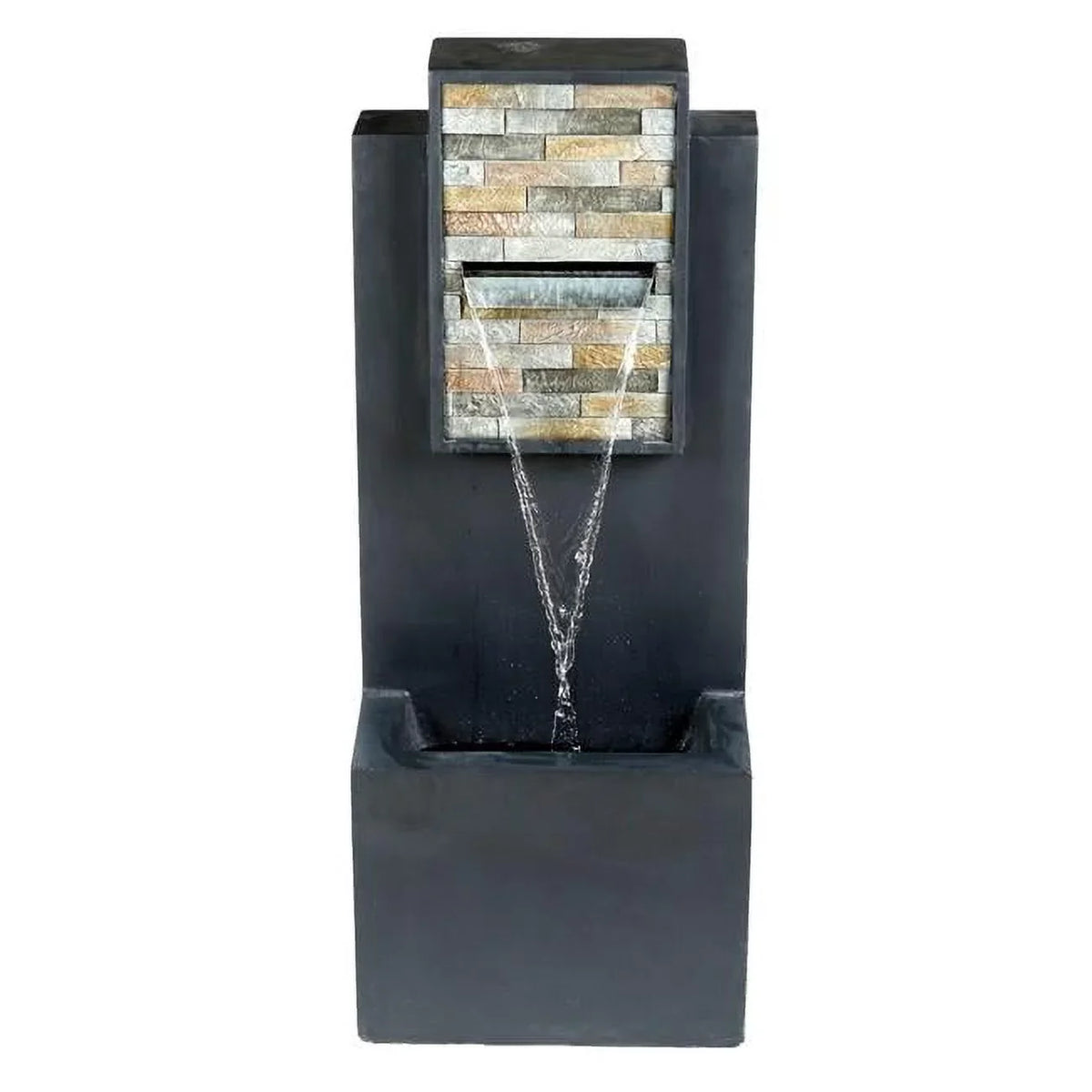 Jeco FCL186 32 in. Contemporary Finish with Rock Texture Fountain &  Light