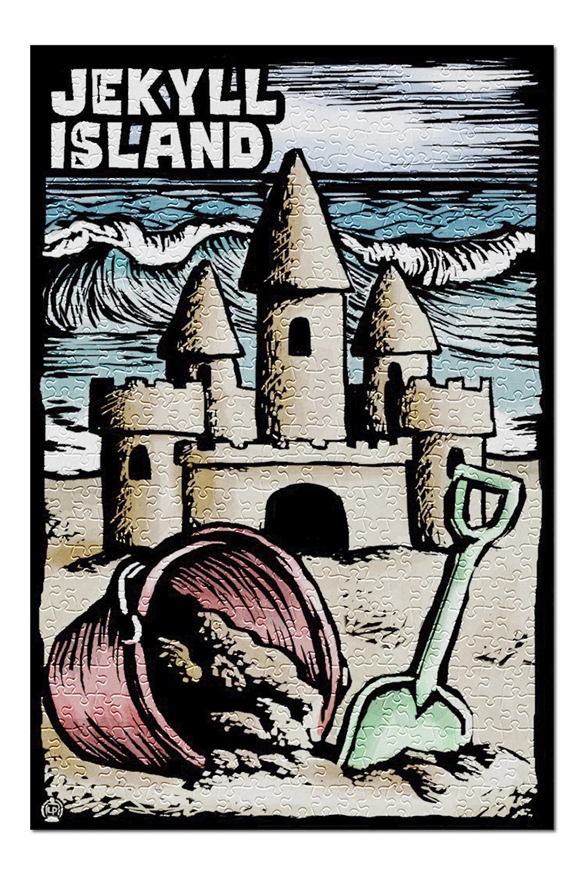 Jekyll Island, Georgia, Sand Castle, Scratchboard (19x27 inches, Premium 500 Piece Jigsaw Puzzle for Adults and Family, Made in )
