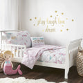 Levtex Baby - Mermaid Toddler Bed Set - Pink, Aqua, Taupe - Floral - 5 Piece Set Includes Reversible Quilt, Fitted Sheet, Flat Sheet, Pillow Case, Decorative Pilow