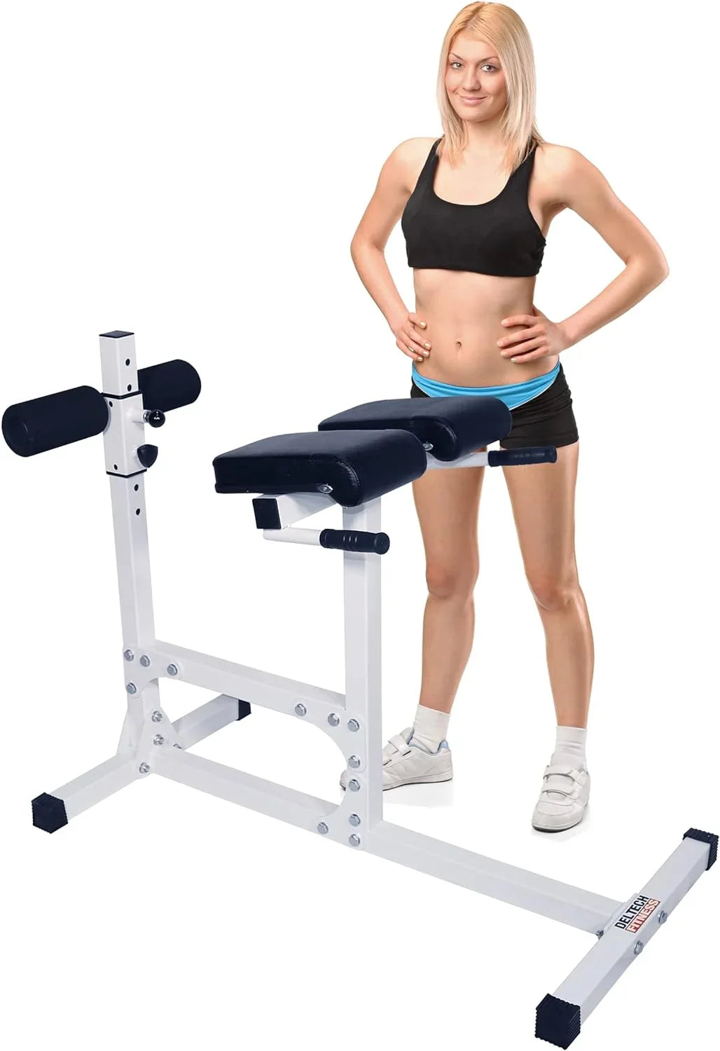 DF404 Hyperextension Bench Chair – 400  Capacity – Fully Adjustable Hyper Extension Back Exercise Fitness Station For Strength Training By