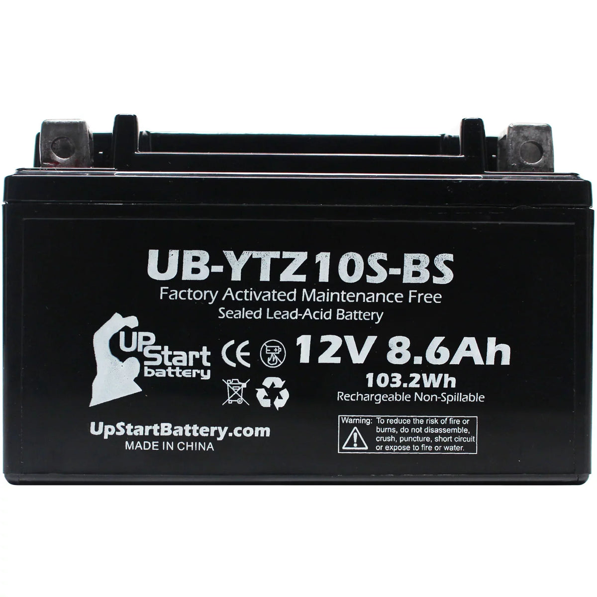5-Pack UpStart Battery Replacement for 2011 Yamaha -R1 1000CC Factory Activated, Maintenance Free, Motorcycle Battery - 12V, 8.6Ah, -YTZ10S-