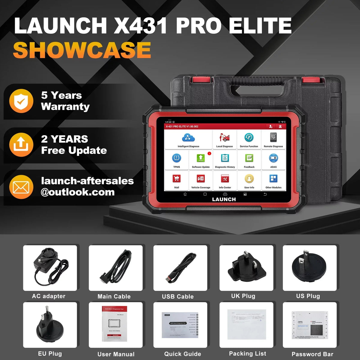 X431   Automotive Diagnostic Scan Tool, All Systems Bi-Directional Auto Car Scanner with 32+ Services,  Coding,  ,  Autoauth, 2 Years Free Update