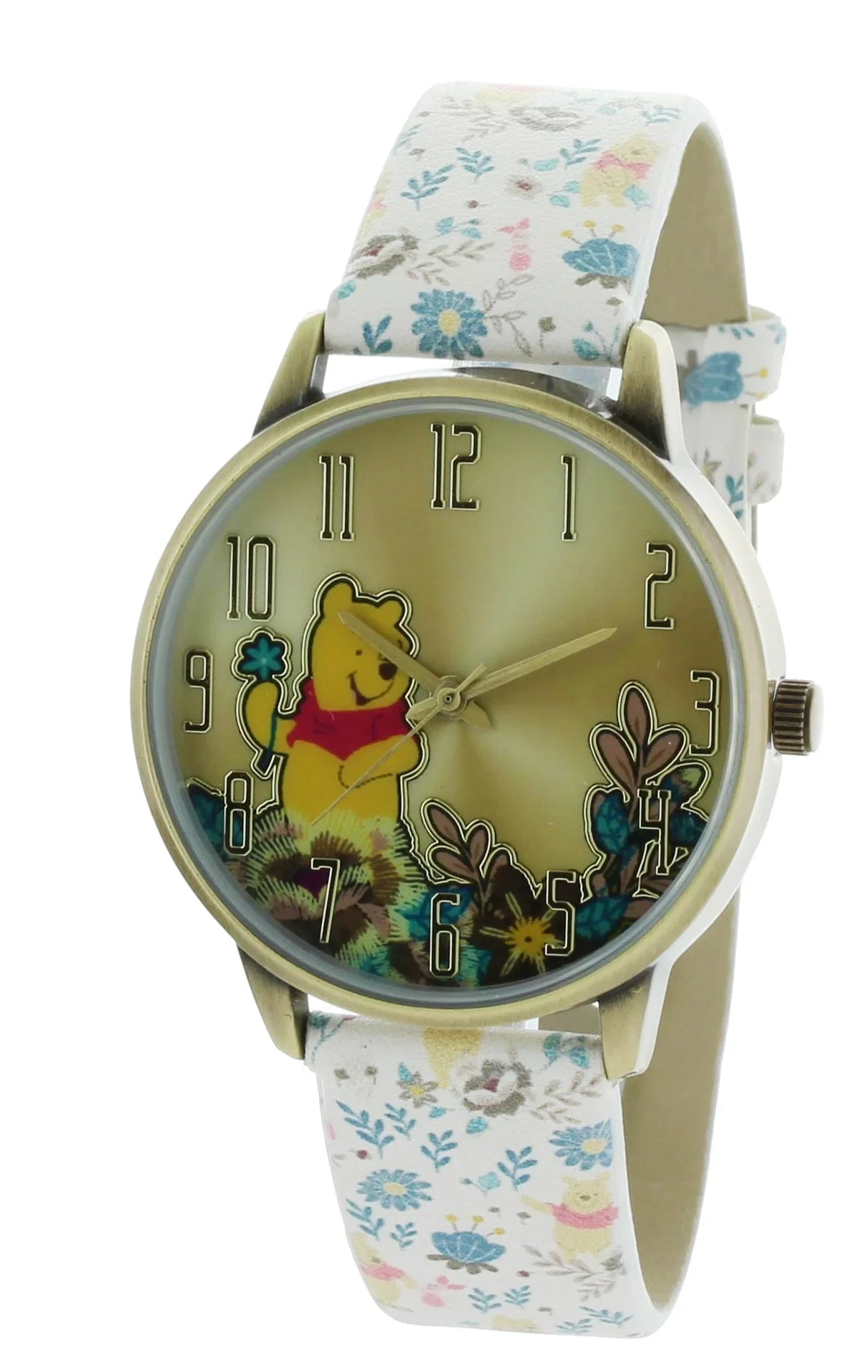 Cute Classic look Disney Winnie The Pooh Printed Band Watch Enjoy Picking flower  WP5037-