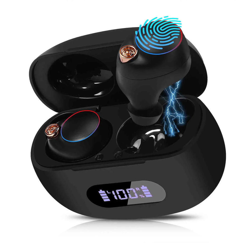 UrbanX True Wireless Bluetooth Earbuds + Charging Case, Black, Dual Connect, IPX5 Water Resistance, Bluetooth 5.2 Connection, Balanced, Bass Boost Compatible with Lenovo Yoga Smart Tab