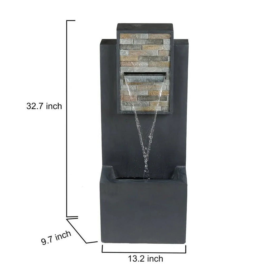 Jeco FCL186 32 in. Contemporary Finish with Rock Texture Fountain &  Light
