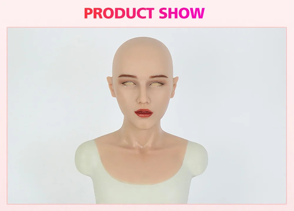 Realistic Human Skin Silicone Female Face Mask Crossdresser Cosplay