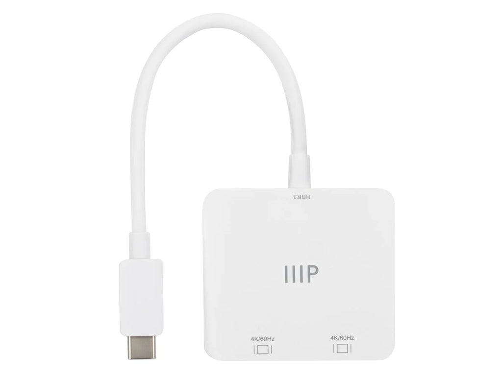 Monoprice -C to Dual 4K DisplayPort Adapter (Dual 4K@60Hz) Compatible with Thunderbolt 3 Devices with Windows and MacOS