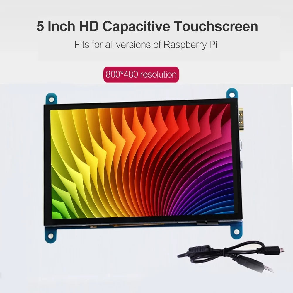 5 Inch  Capacitive Touchscreen Display 800*480 Resolution Small Portable  with   Interface Compatible with Raspberry Pi Educational Tool