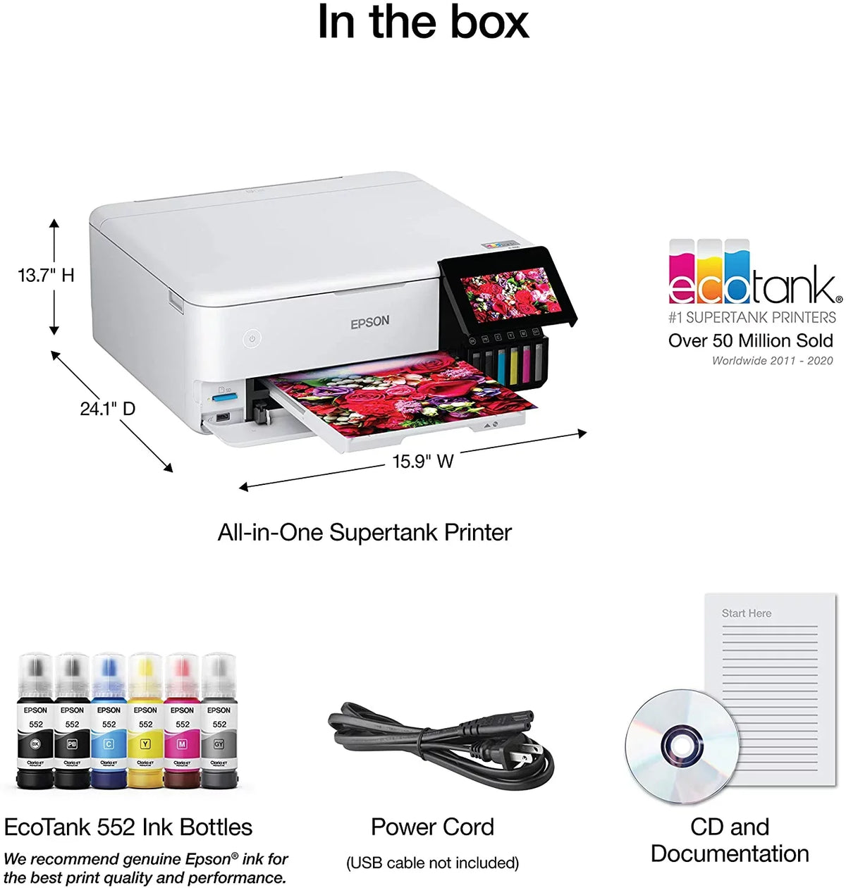 Epson EcoTank Photo -8500 C11CJ20201 All-in-One Printer - White
