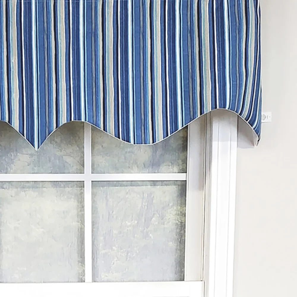 Home Modern Design Classic Beach Stripe Regal Style Window Valance 50" x 17" Blue