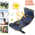80W  Solar Panel Folding Power Bank Outdoor Camping Hiking Phone Charger