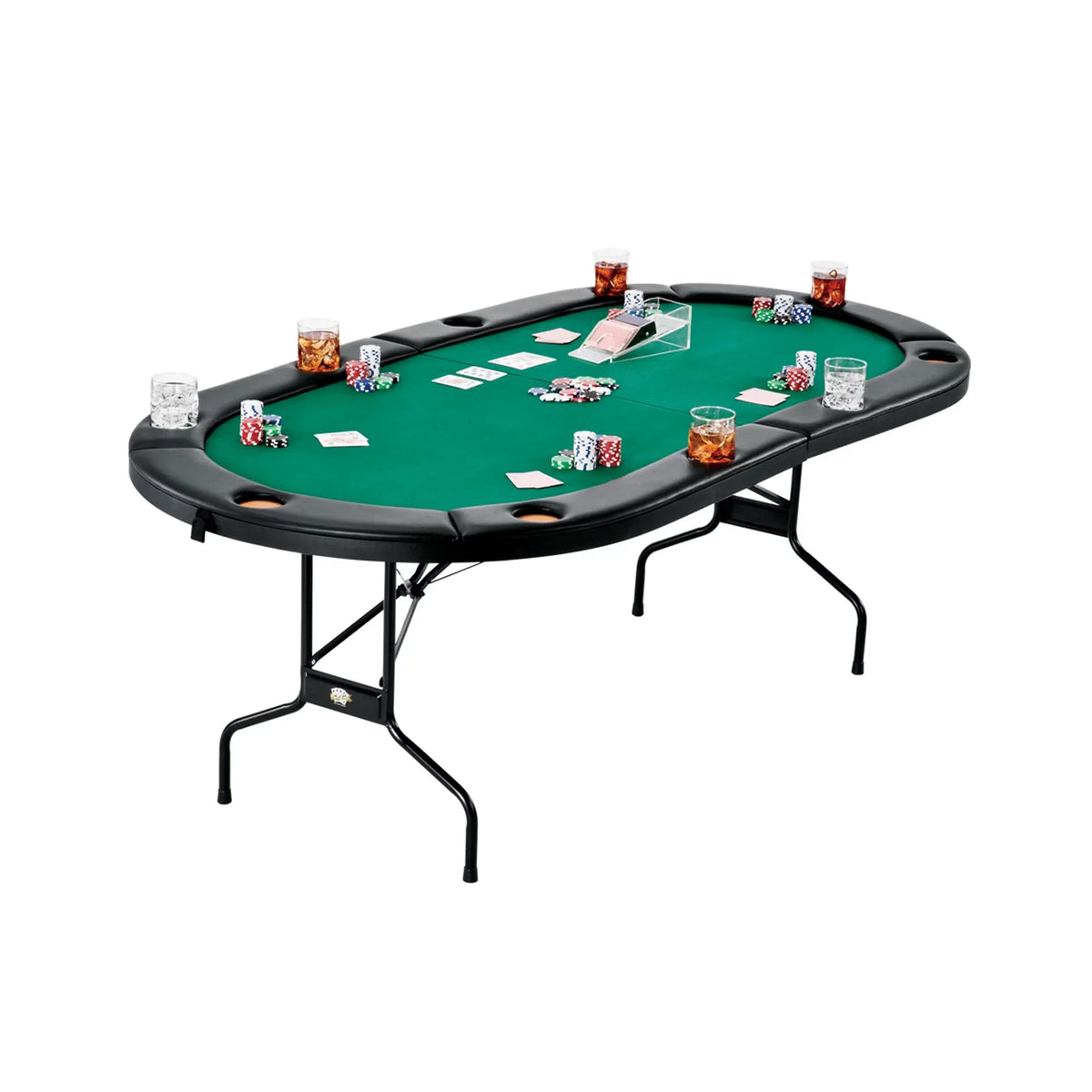 Fat Cat Folding Texas Hold'Em Table, Fat Cat Bling 13.5 Grams 500Ct Poker Chip Set, and Poker Chip Tray- 2pc.