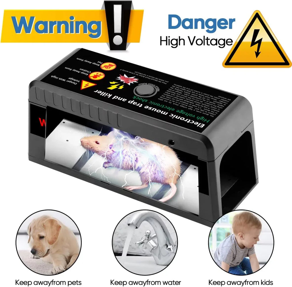 Electric Rat Trap with 8000V Humane Shock Chamber Mouse Killer Zapper for Homes Outdoor Indoor , Mice Chipmunks Squirrels
