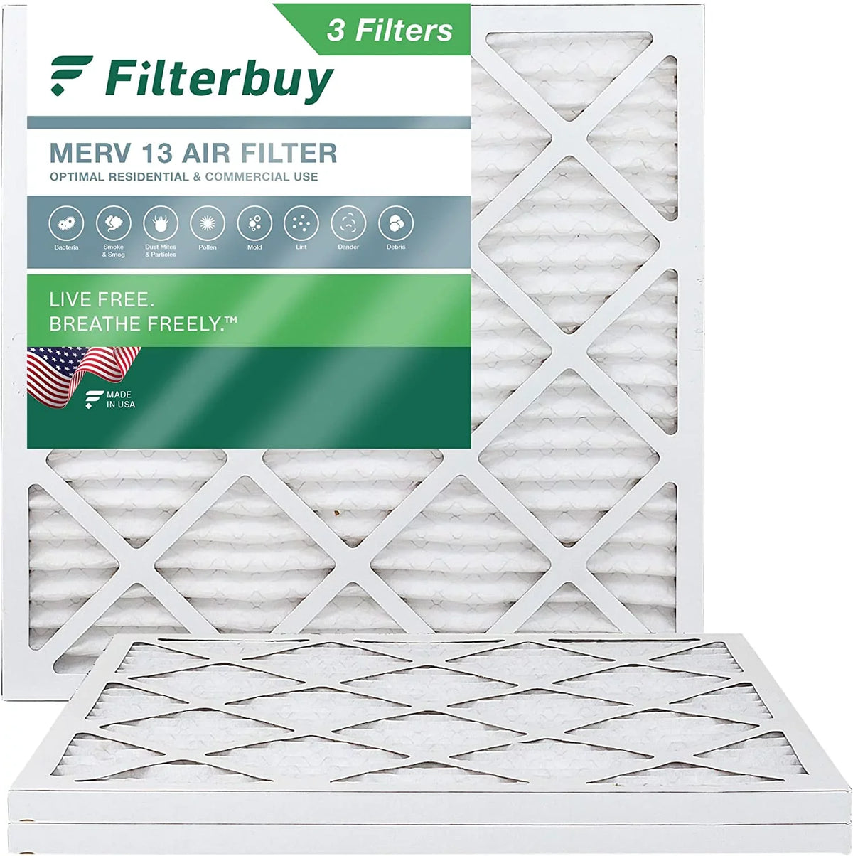 Filterbuy 12x12x1  13 Pleated   Furnace Air Filters (3-Pack)