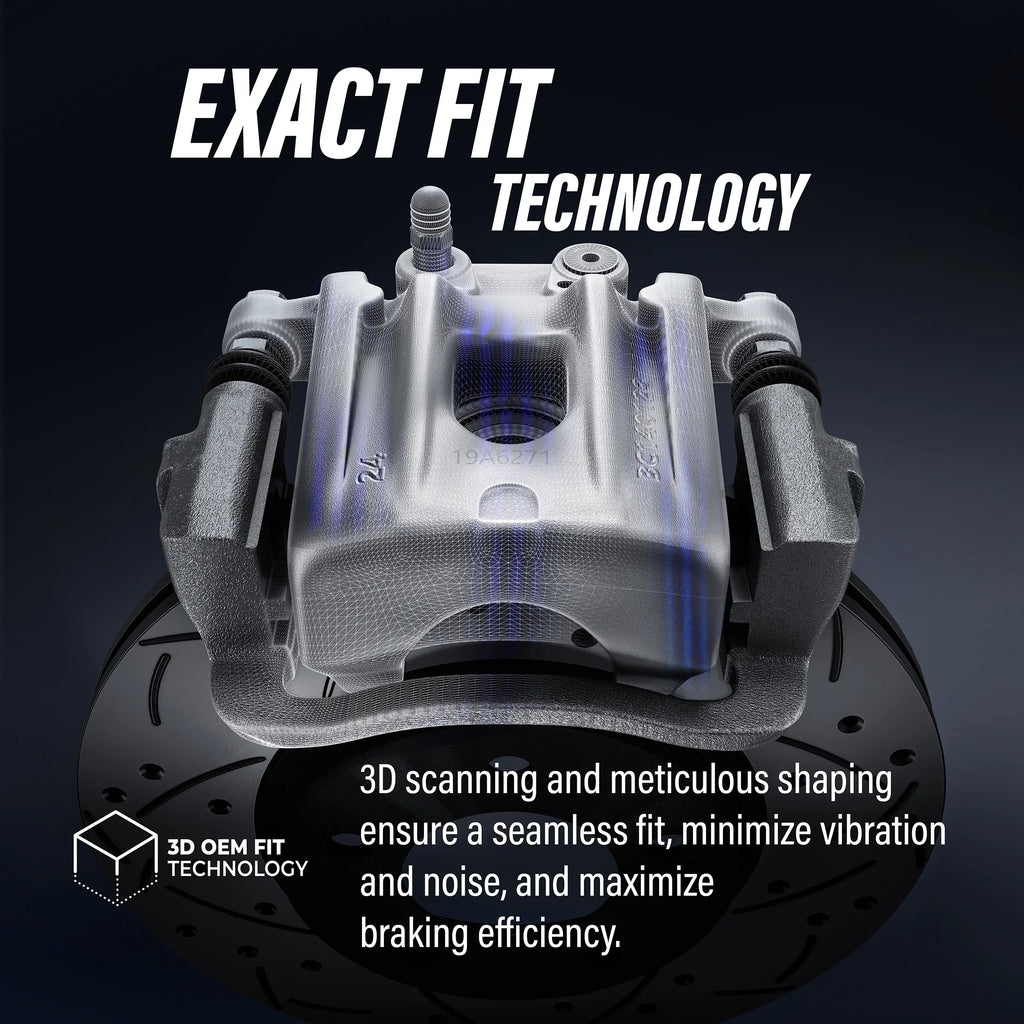 Transit Auto Rear Disc Brake Coated Caliper Drilled Slotted Rotors And Ceramic Pads Kit For 2012 Ram C/V With Dual Piston Front -101645N