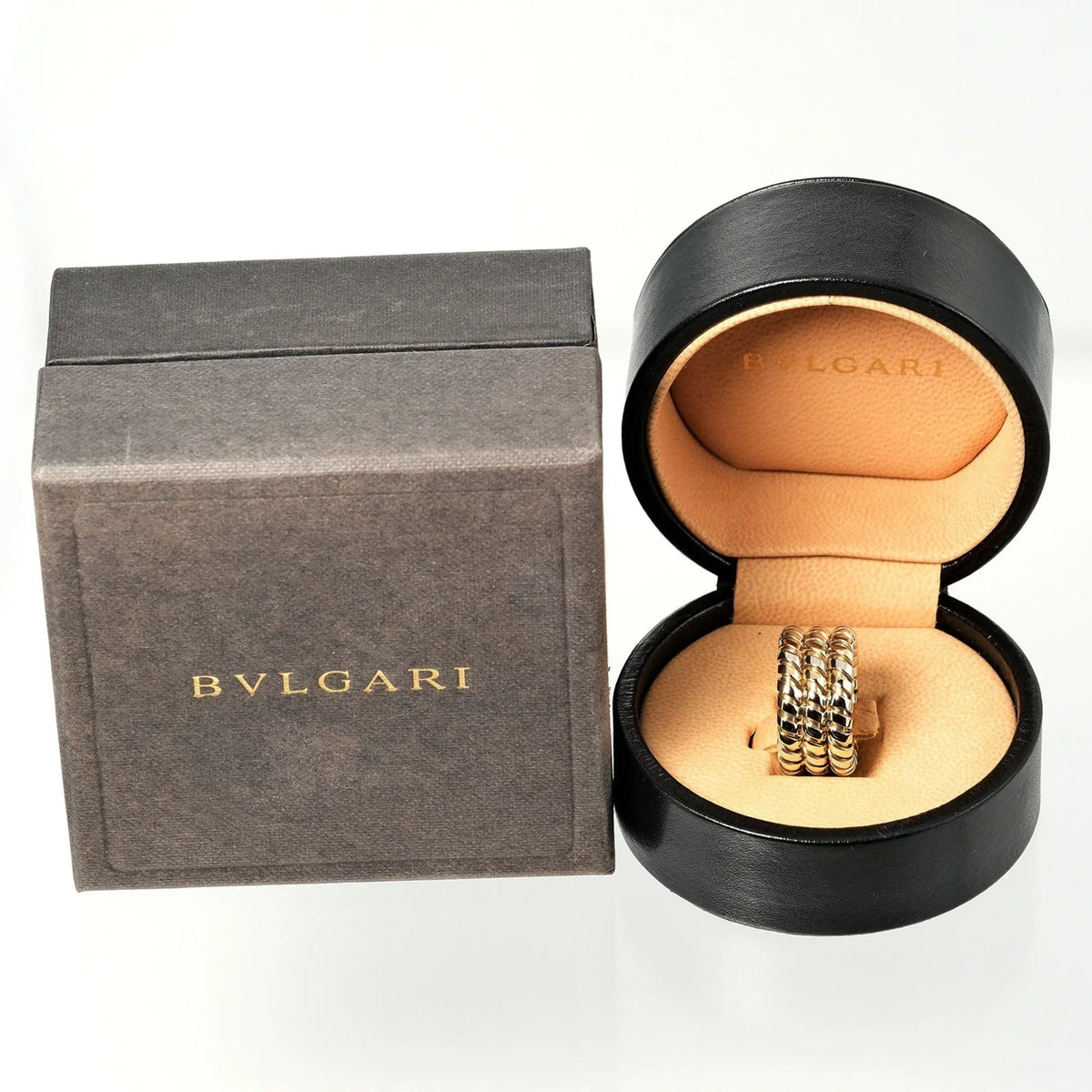 Pre-Owned Bulgari  Tubogas 3-row No. 9 Ring 14.53g K18   Yellow Gold White (Good)