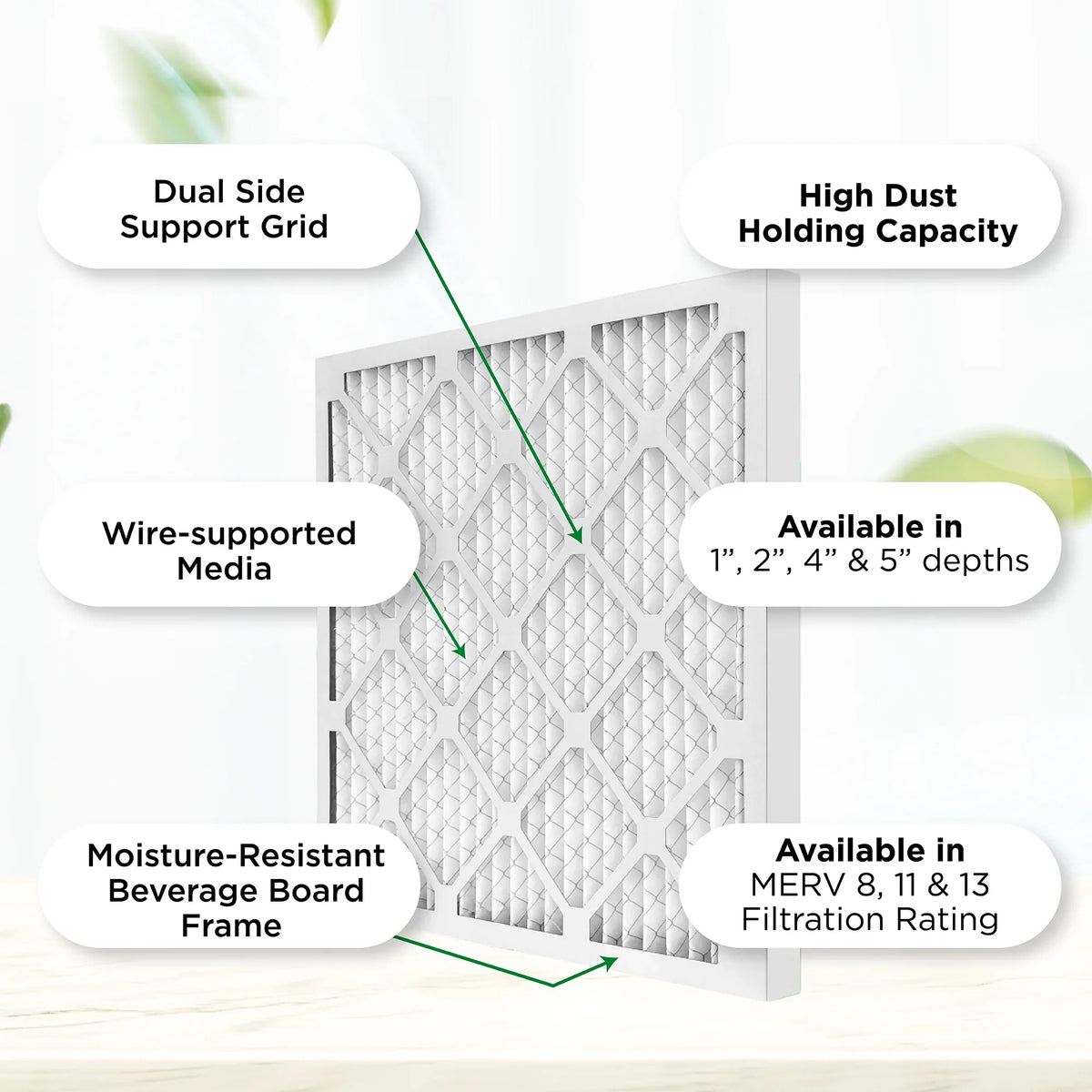 12x25x1  11,  1000 Pleated  Furnace 1" Air Filters by Pamlico. Quantity 6. Actual Size: 11-1/2 x 24-1/2 x 3/4