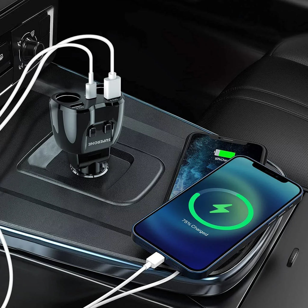 ?Upgraded? ette Lighter Splitter,  180W 2-Socket ette Lighter Adapter with Dual QC3.0 and 20W   C Car Charger Splitter for /Dash Cam/Laptop/iPad/iPhone 13 Pro Max/13/12/11