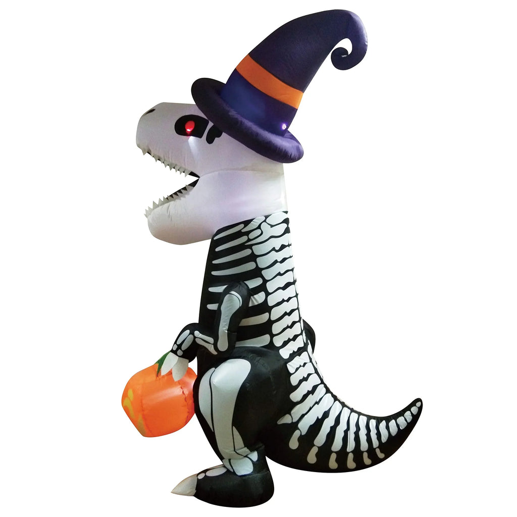 Joiedomi Halloween 8  Inflatable Skeleton Dinosaur with Build-in LEDs Blow Up Inflatables for Halloween Party Indoor, Outdoor, Yard, Garden, Lawn Decorations