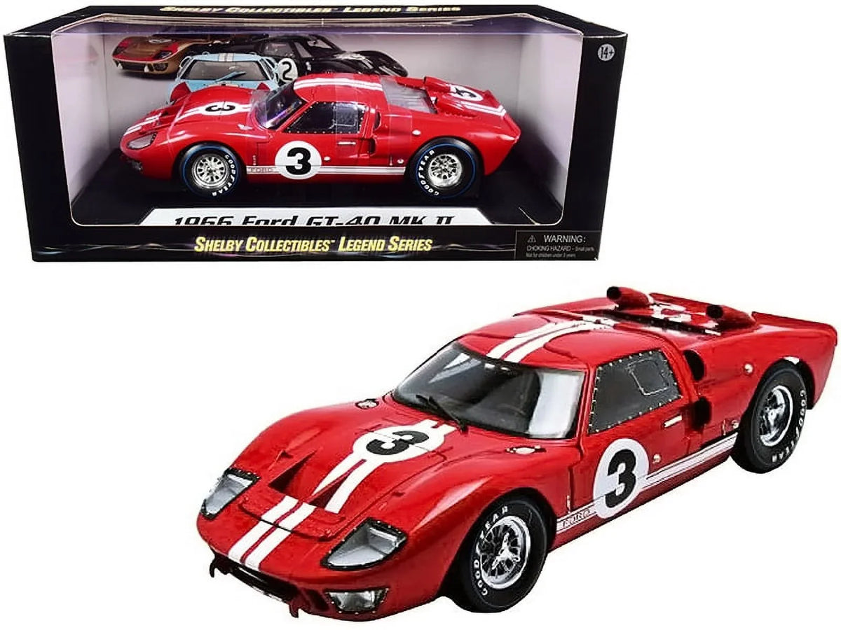 1966 Ford -40  2 Red #3 1/18 Diecast Car Model by Shelby Collectibles