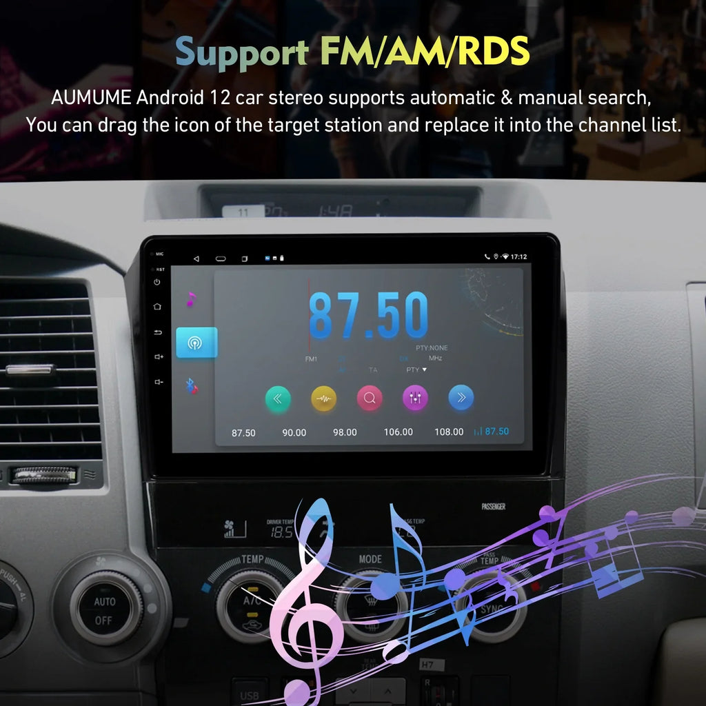 6+128G 10.1 inches Android 12 Car Stereo for Toyota Tundra 2007-2013 & Sequoia 2008-2018  Touchscreen Screen Car Radio with Carplay & Android Auto Support Backup Camera