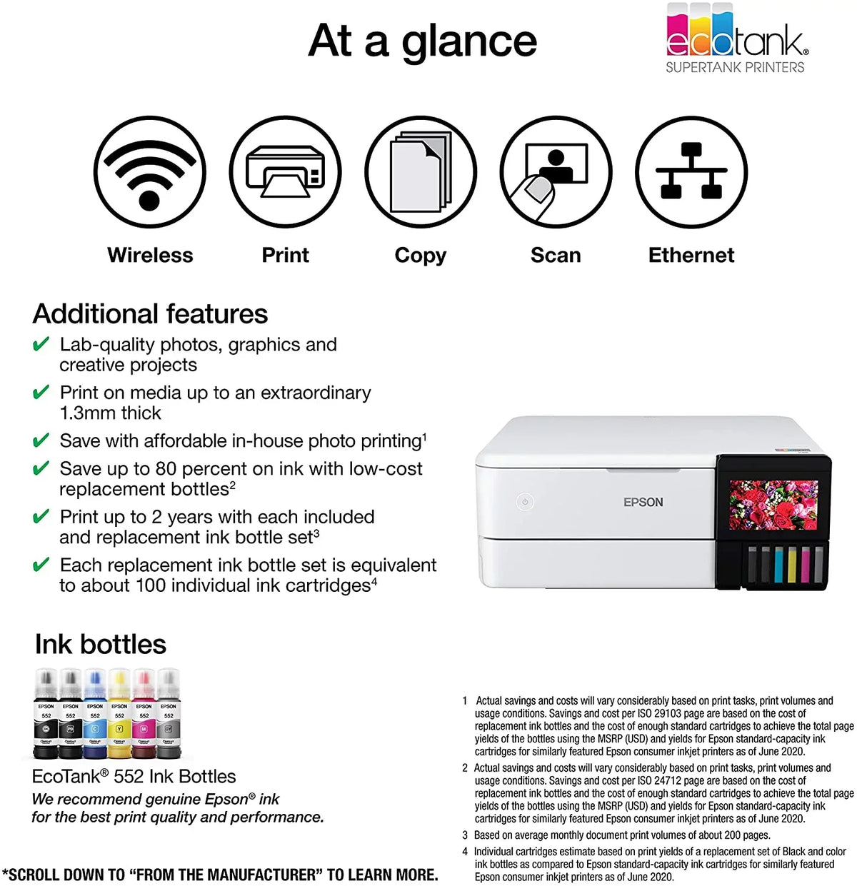 Epson EcoTank Photo -8500 C11CJ20201 All-in-One Printer - White