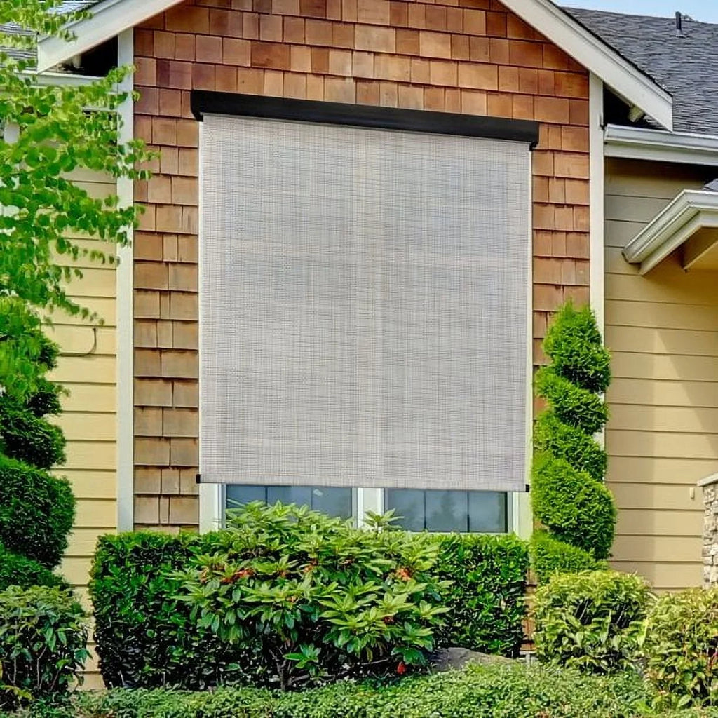 Keystone Fabrics Motorized  Outdoor Patio Sun Shade 10ft Wide (Dark Brown)