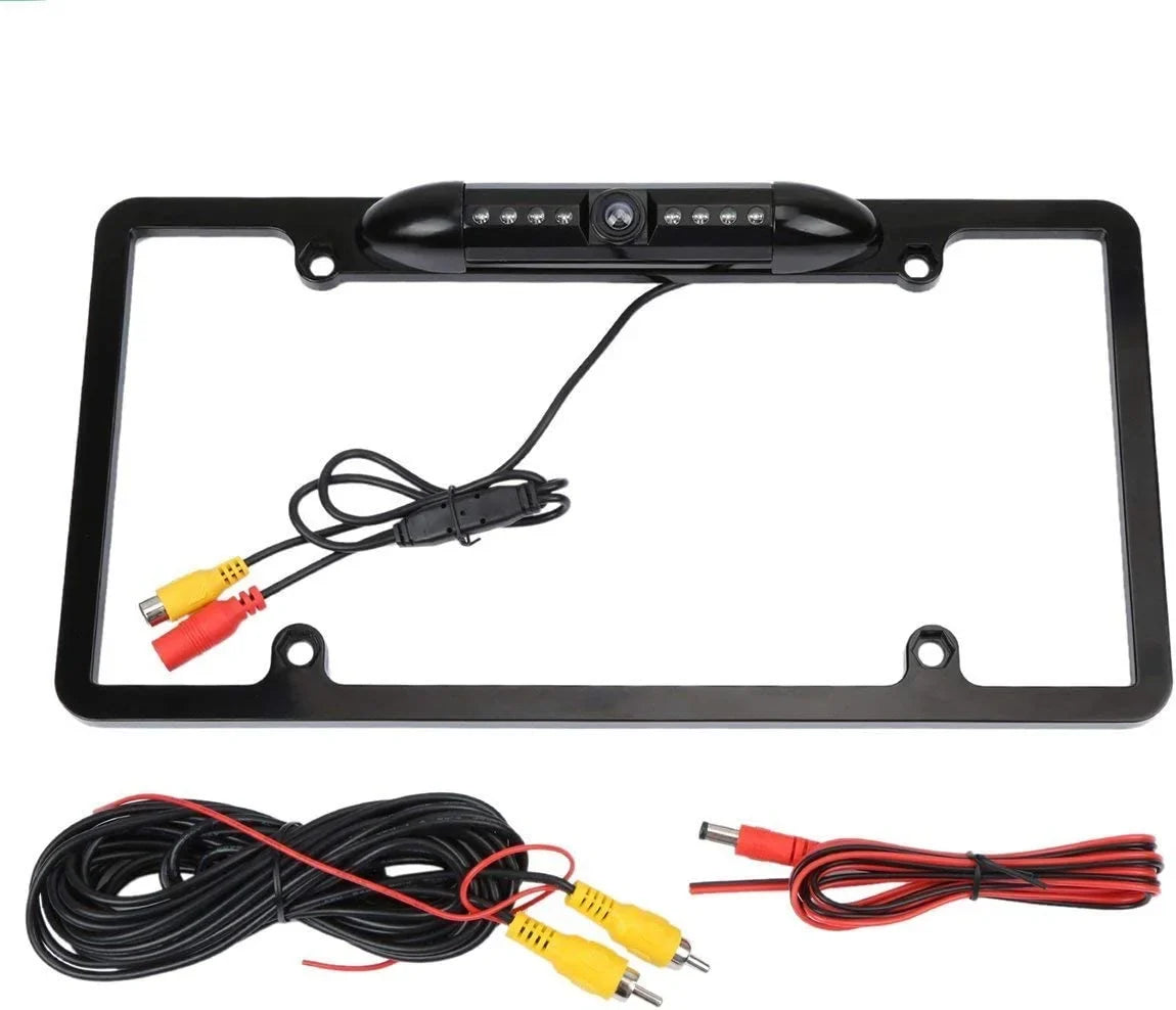 12V Car Front or Rearview Reverse View Backup Camera 8  Night Vision  License Plate Frame Black