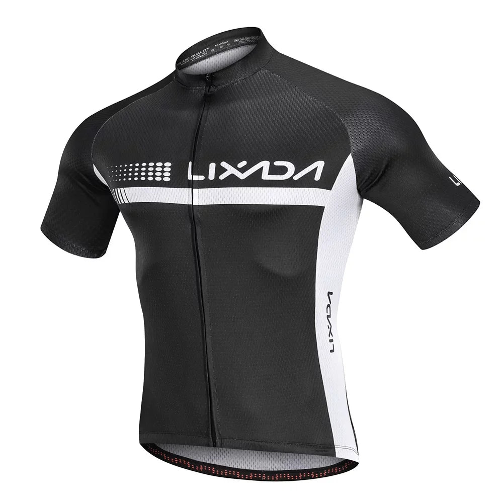 Lixada Summer Cycling Jersey Set Short Sleeve Shirt and Padded Bib Shorts Breathable  Bike Riding Biking Cycling Suit