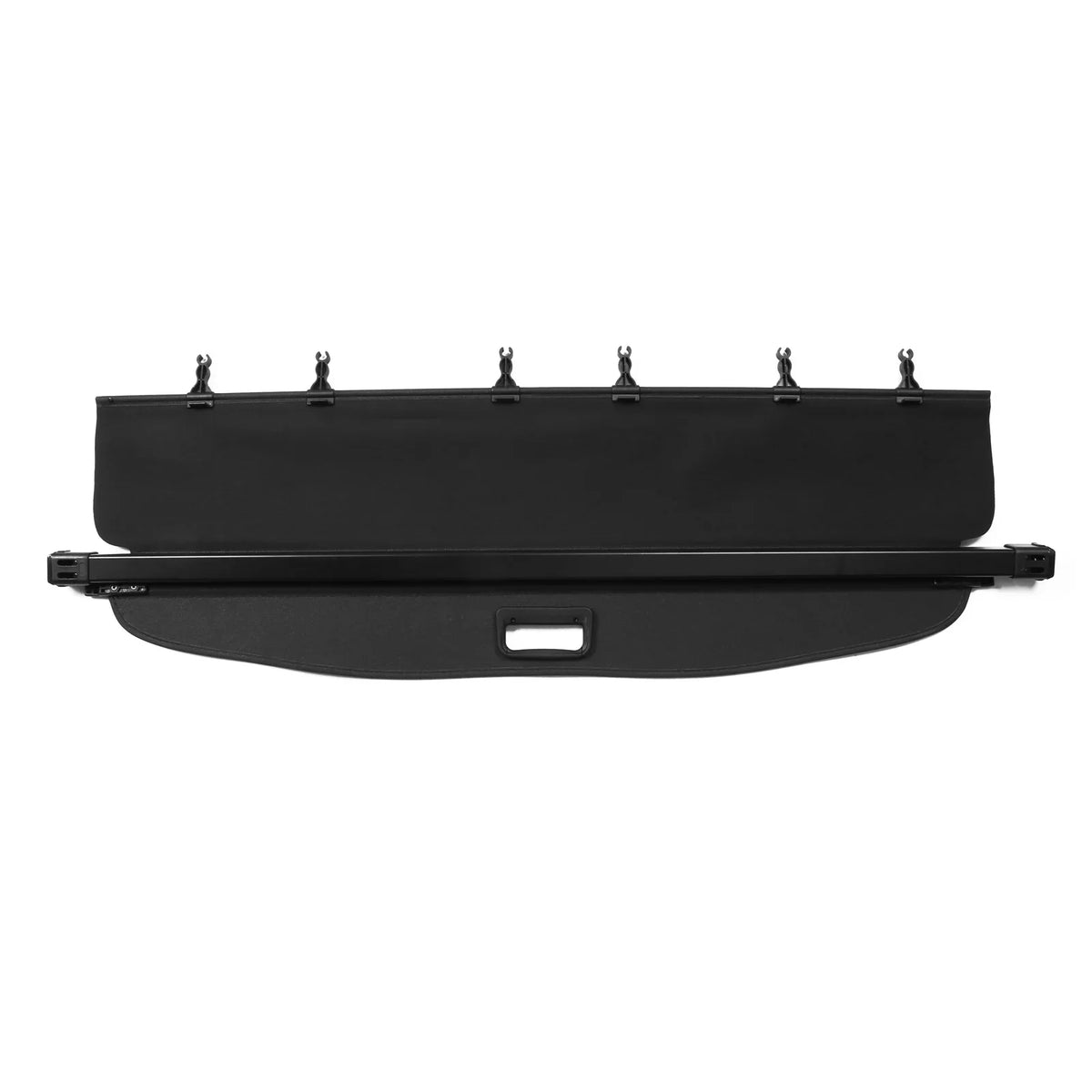Ikon Motorsports Cargo Cover Compatible With 2014-2018 Subaru Forester (Only Fit Automatic Rear Gate)  & Aluminum Rod Black Security Rear Trunk Cover Security Retractable Shield