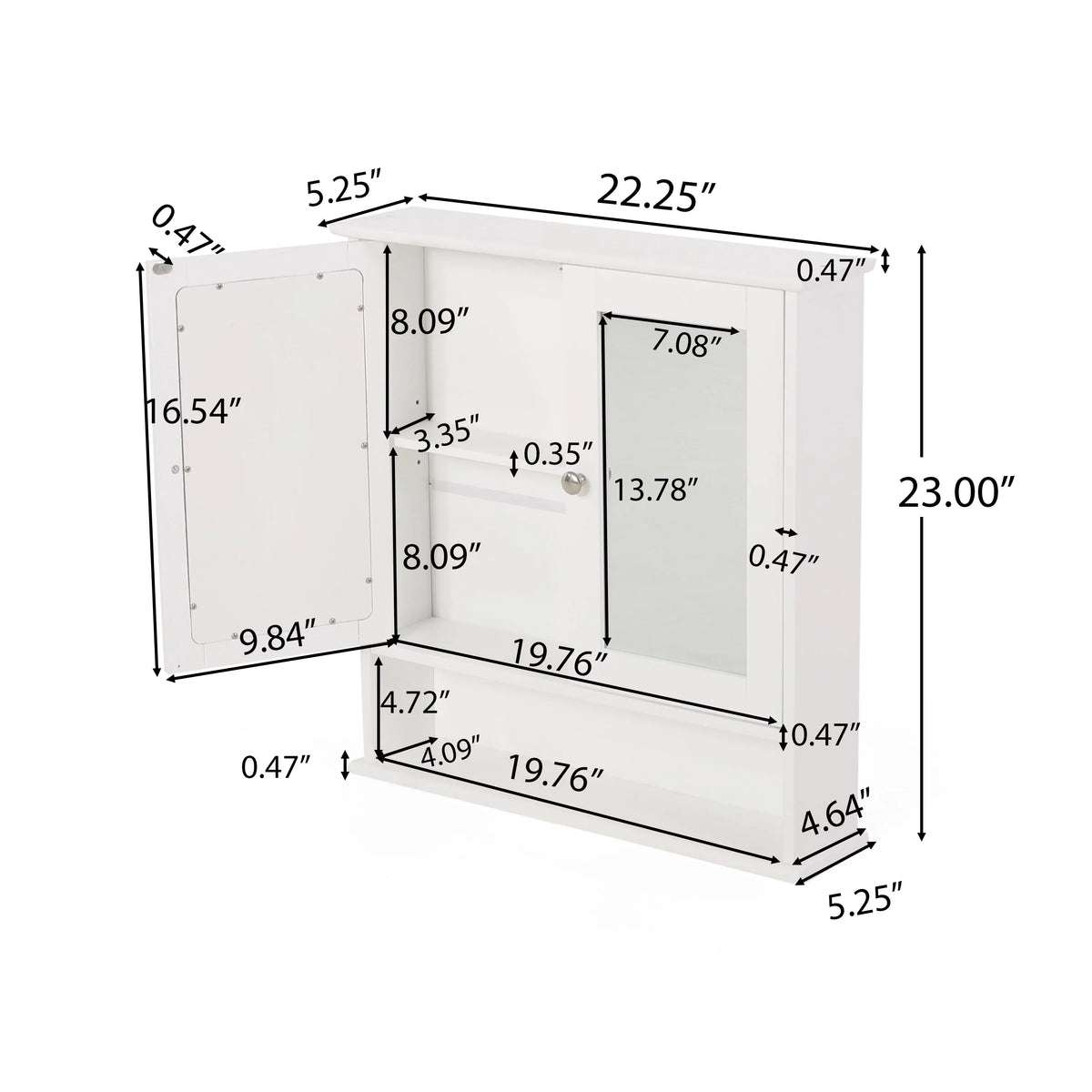 Noble House Blaze Modern 2 Door Medicine Cabinet with Mirrors, Matte White