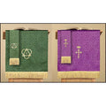 Christian Brands Church Supply LC027 Jacquard Reversible Pulpit Scarf with Cross, Purple & Green