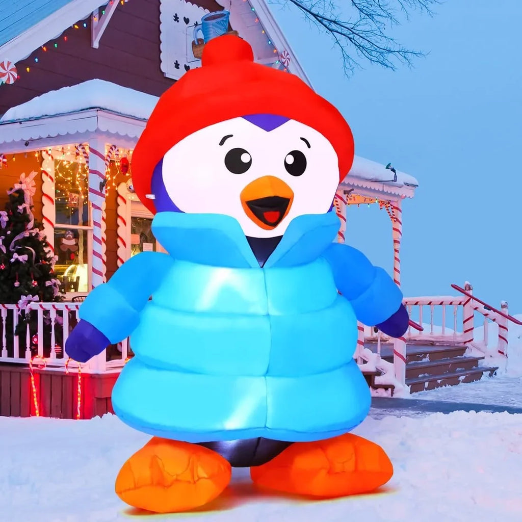 Christmas Inflatable 6  Christmas Decorations Penguin with Hat, Outdoor Penguin Decorations with  Lights, Inflatable Penguin Christmas Outdoor Inflatable Decorations Clearance for Xmas