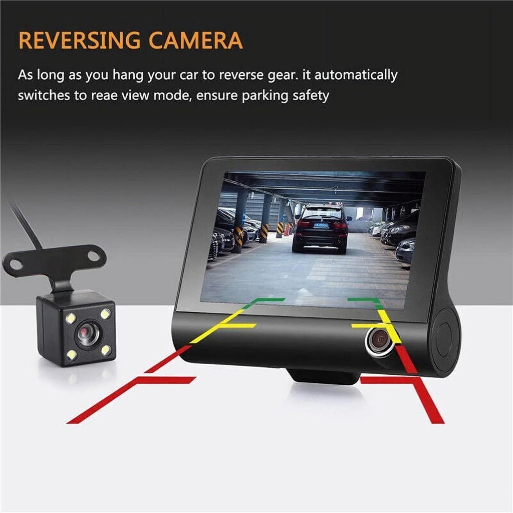 Xhy Car Dual Lens Dash Cam 1080P 4"   Front/Rear/Built-In Video Camera Driving Recorder G-Sensor, Motion Detection and Parking Monitoring