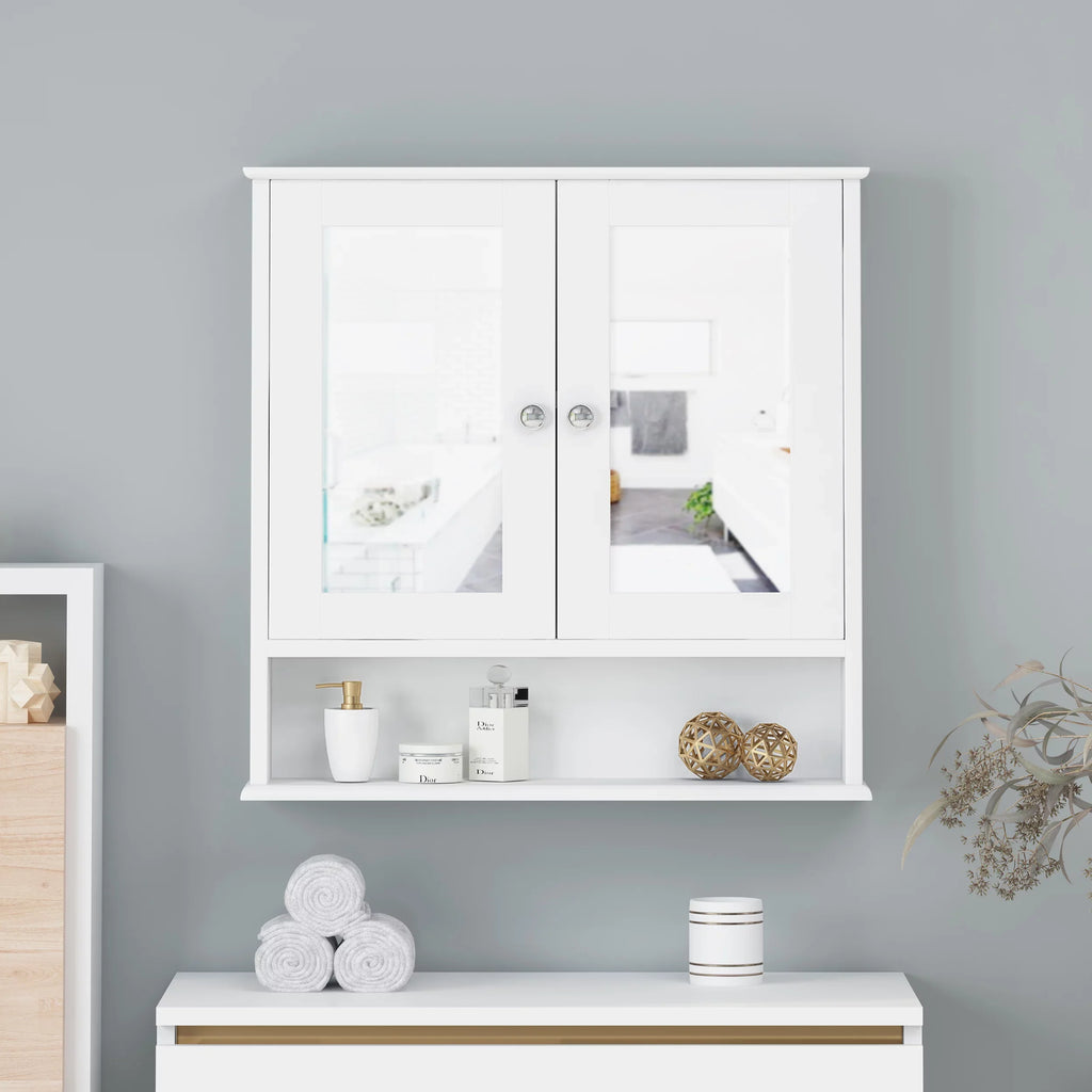 Noble House Blaze Modern 2 Door Medicine Cabinet with Mirrors, Matte White