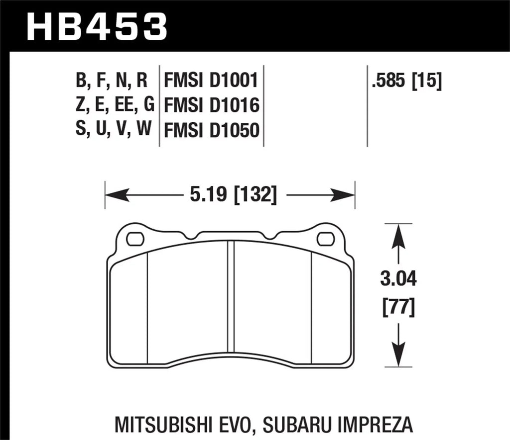Hawk 03-06 Evo / 04-09 STi / 09-10 Genesis Coupe (Track Only) / 2010 Camaro  -60 Race Front Bra