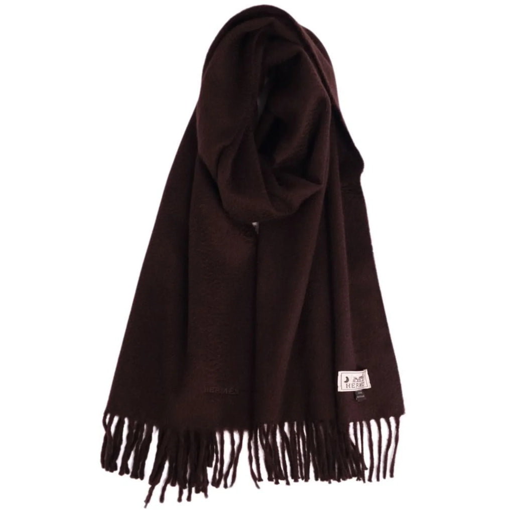 Pre-Owned  scarf 100% cashmere embroidery men's women's dark brown (Good)