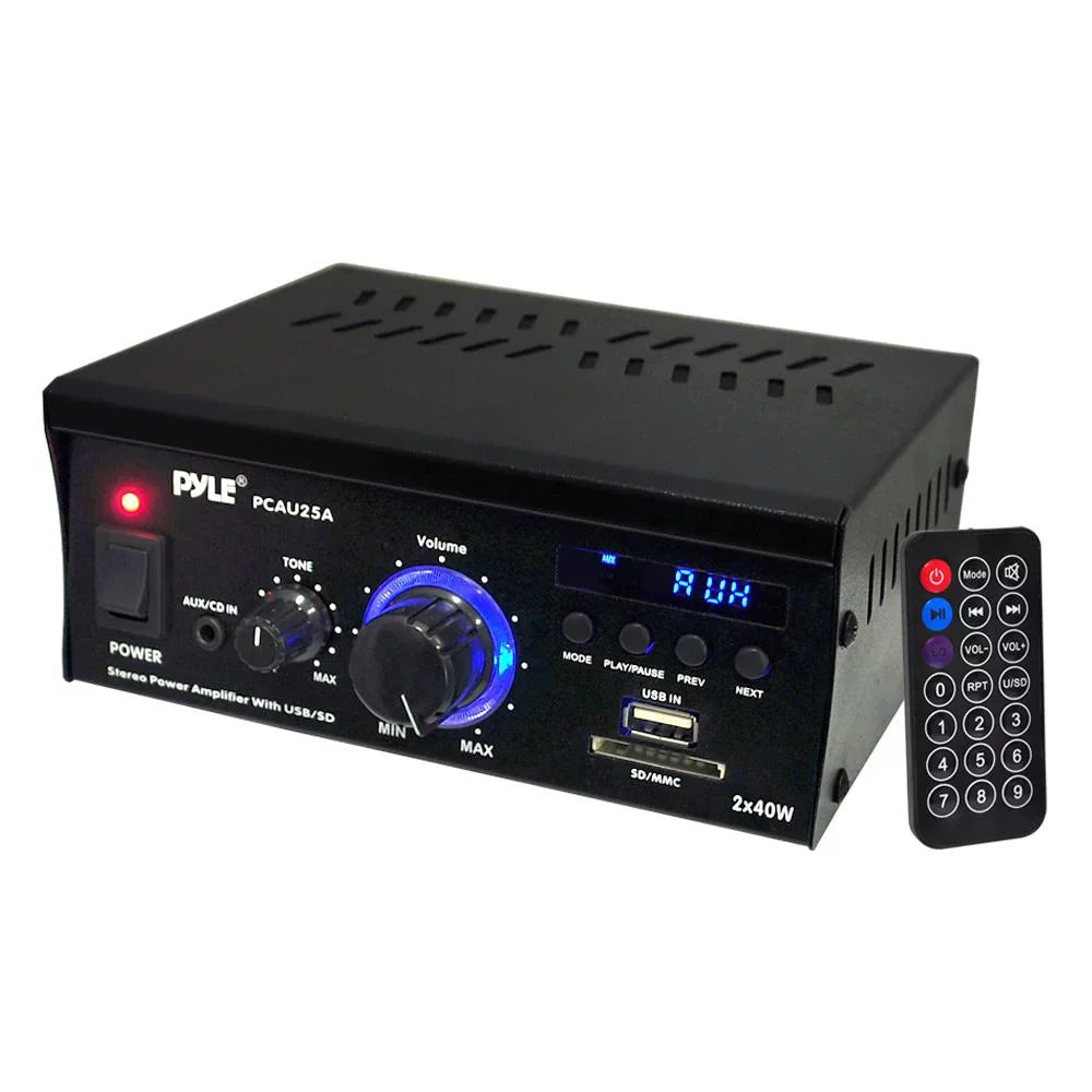 Pyle PCAU25A Amplifier Receiver with / Readers   Inputs &  Display, Enrock Audio 18  Gauge 100 Feet Speaker Wire Cable