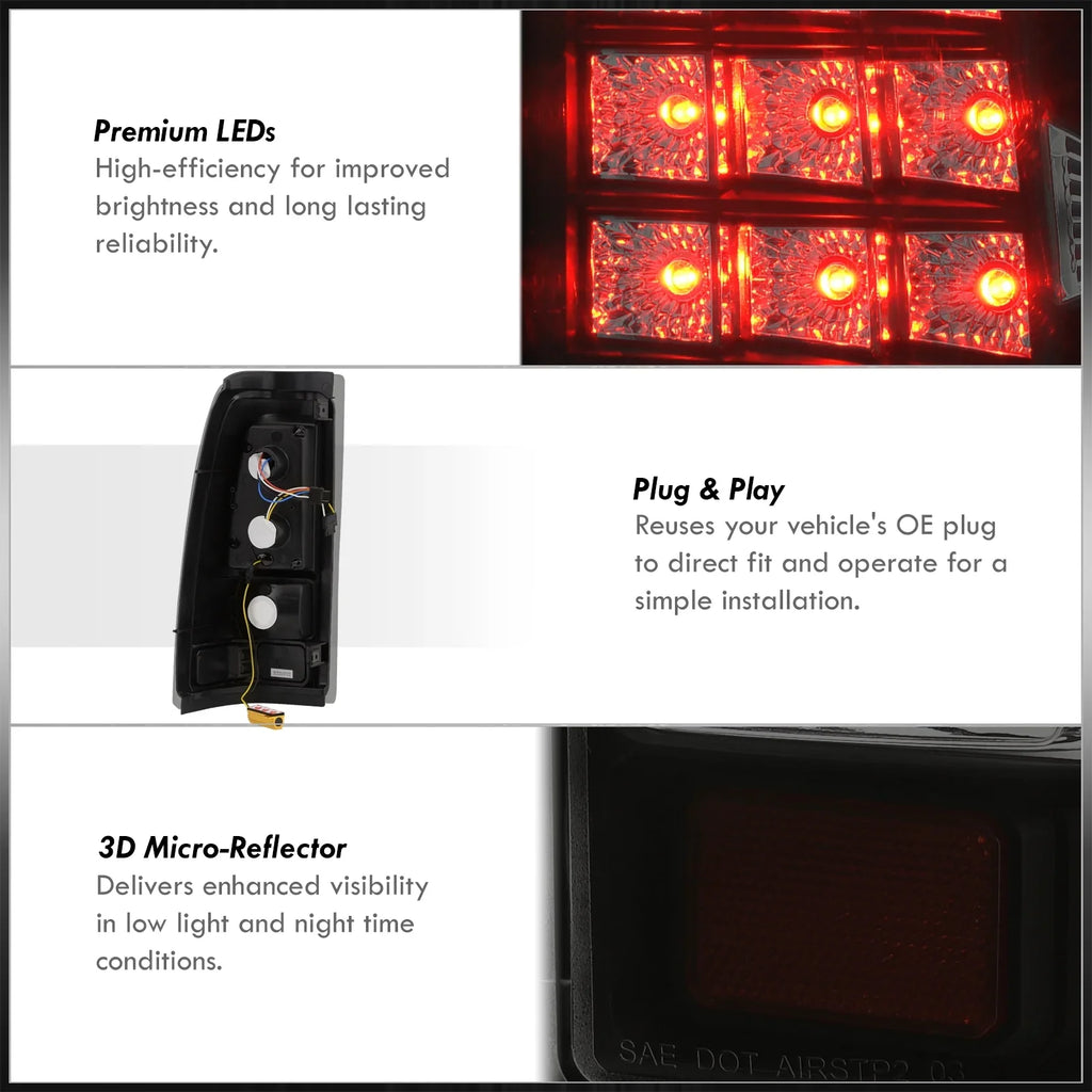 Distributors Smoked Lens Black Housing  Tail Lights Brake Stop Signal Driving Lamps Pair Compatible/Replacement For Chevy Silverado  Sierra Fleetside 1999 2000 2001 2002 2003 2004 2005 2006