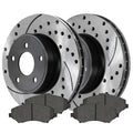 AutoShack Front Drilled Slotted Brake Rotors Black and Ceramic Pads Kit Driver and Passenger Side Replacement for Chrysler Town & Country  Routan Ram C/V Dodge Journey 2008-2016 Grand Caravan V6