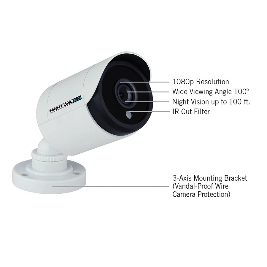 Night Owl 4 Channel 1080p  with 4 x 1080p Cameras and 1