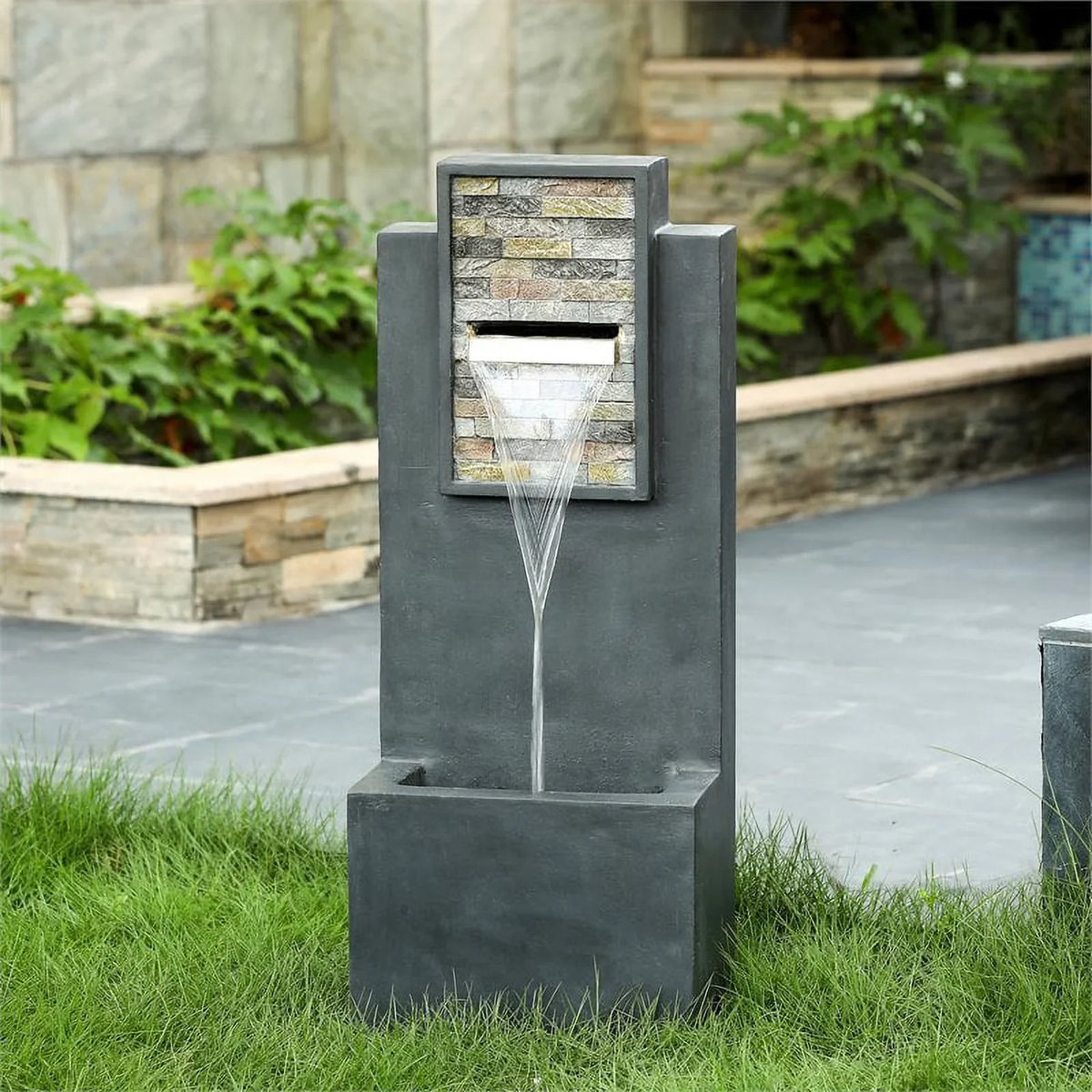 Jeco FCL186 32 in. Contemporary Finish with Rock Texture Fountain &  Light